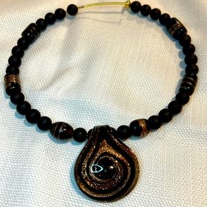 Handmade necklace with glass-blown pendant